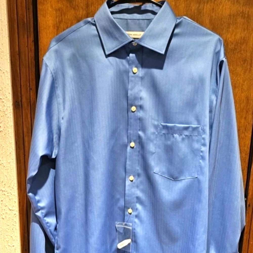Joesph Abboud Long Sleeve Men's Dress Shirt Blue With Pocket Tall 16 1/2 36/37